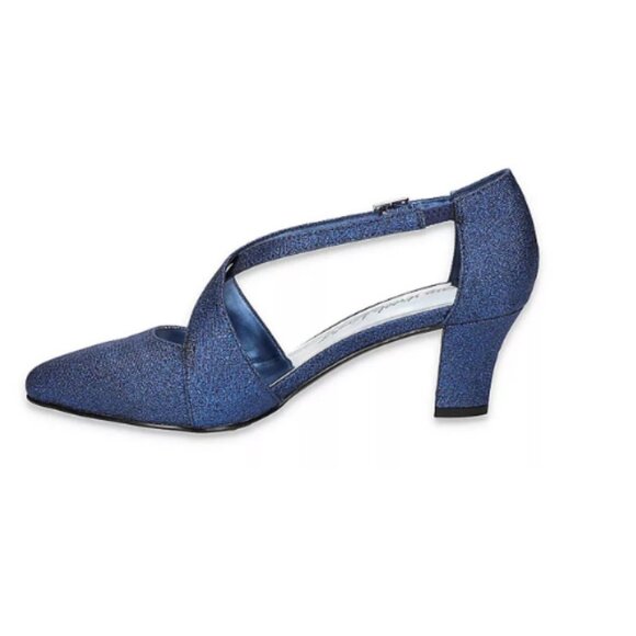 Easy Street Women's Elegance Pump Navy Glitter 7.5 N - Picture 5 of 8